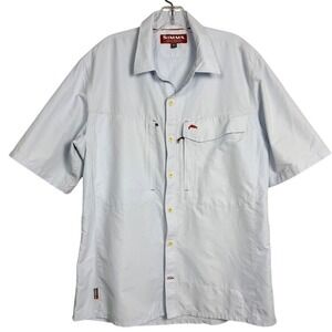 Simms Fishing 2 Shirts L Blue Short Sleeve Coastal Outdoor Performance Bundle